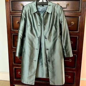 Two piece knee length light blue dress and coat